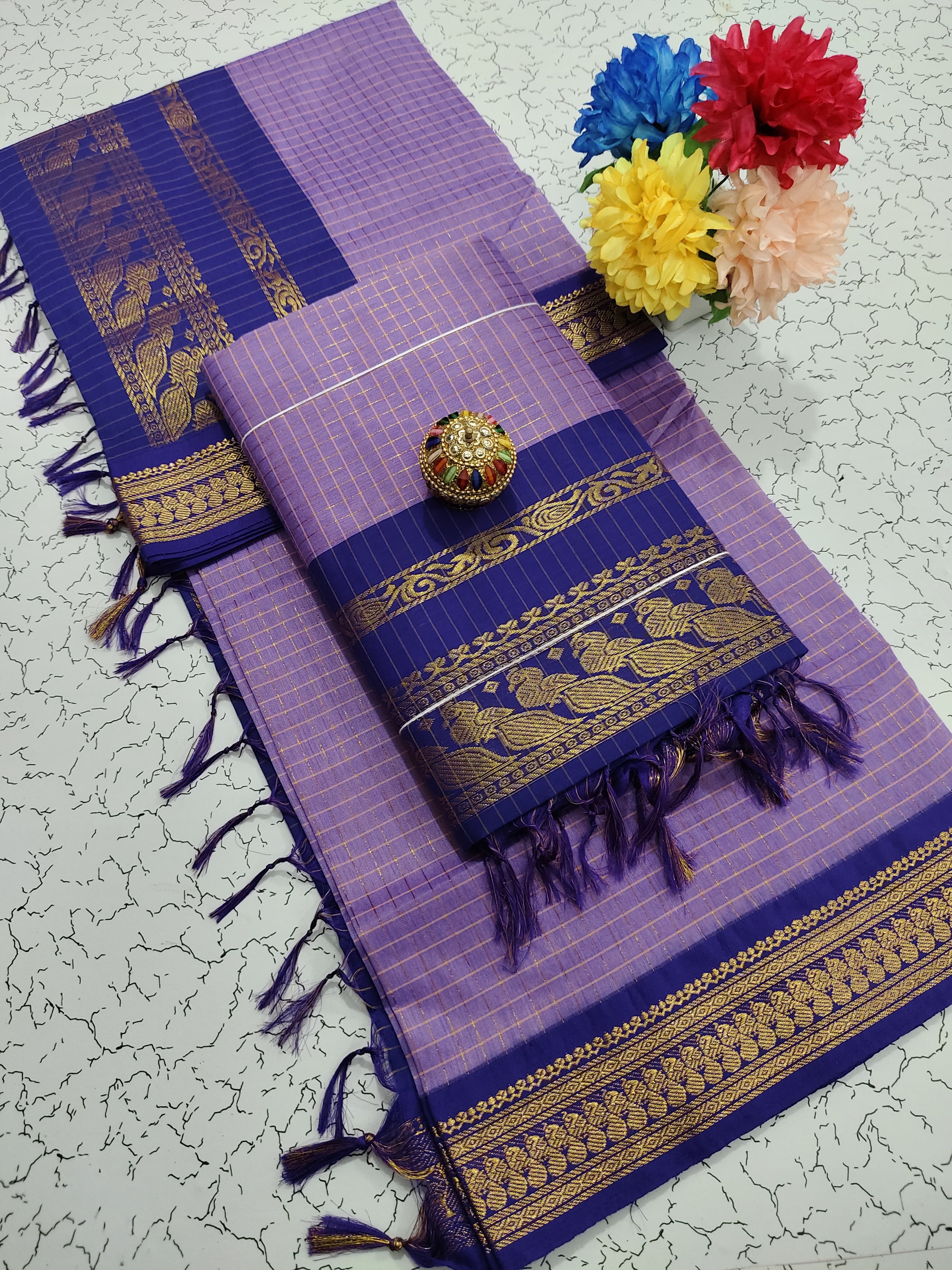 Premium Kalyani Cotton Checked Saree