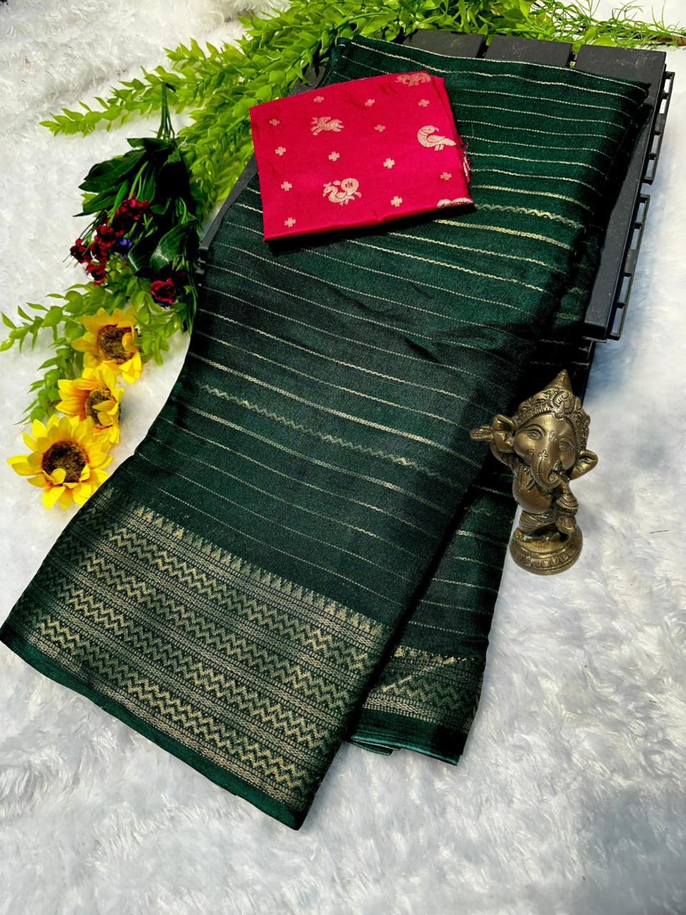 Classic Zari Lined Dola Silk Saree