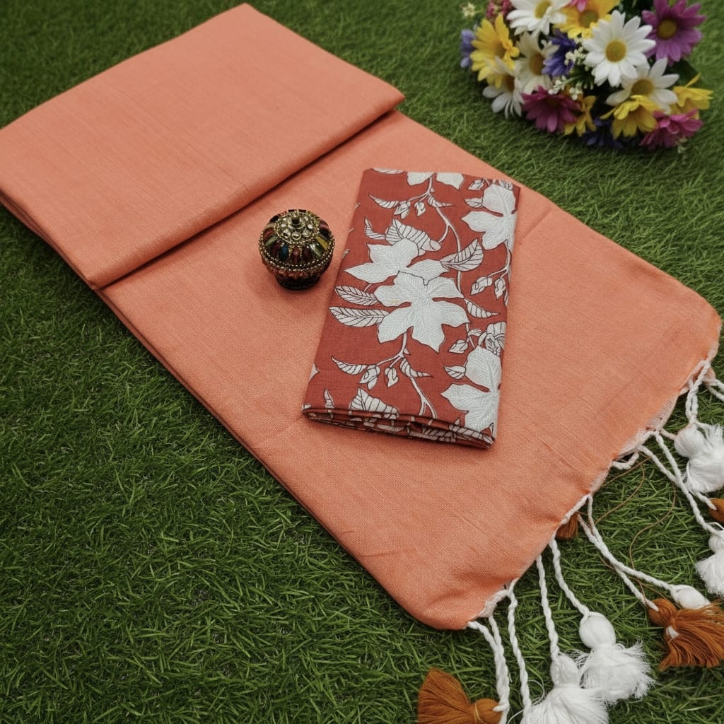 Pure Kadhi Cotton Saree with Kalamkari Blouse