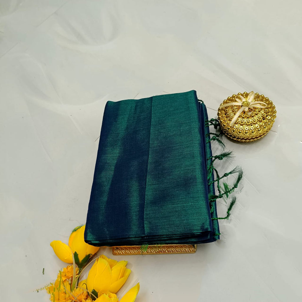 Elegant Plain Tissue Soft Silk Saree