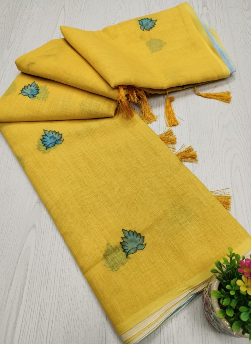 Office Wear Special: Soft & Shiny Premium Linen Cotton Saree