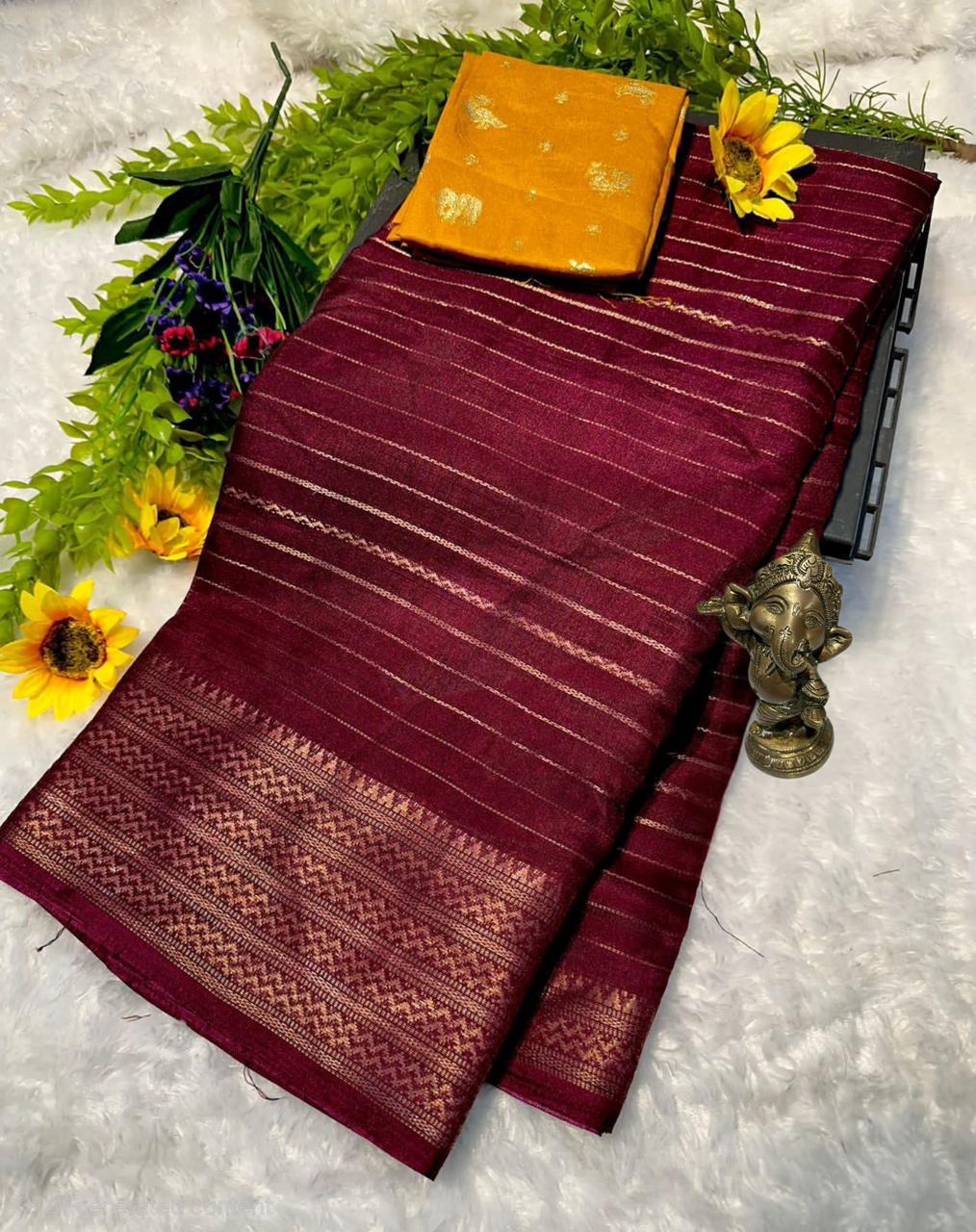 Classic Zari Lined Dola Silk Saree