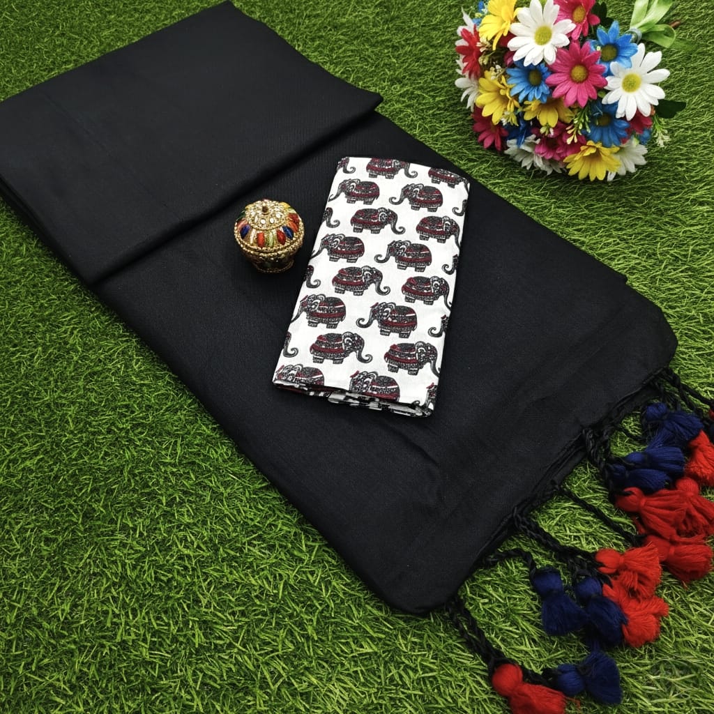 Pure Kadhi Cotton Saree with Kalamkari Blouse