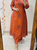 Rust Orange A-Line Cotton Co-ord Set.