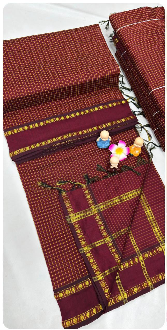 Andrea Jeremiah Inspired Timeless Arani Checked Cotton Saree