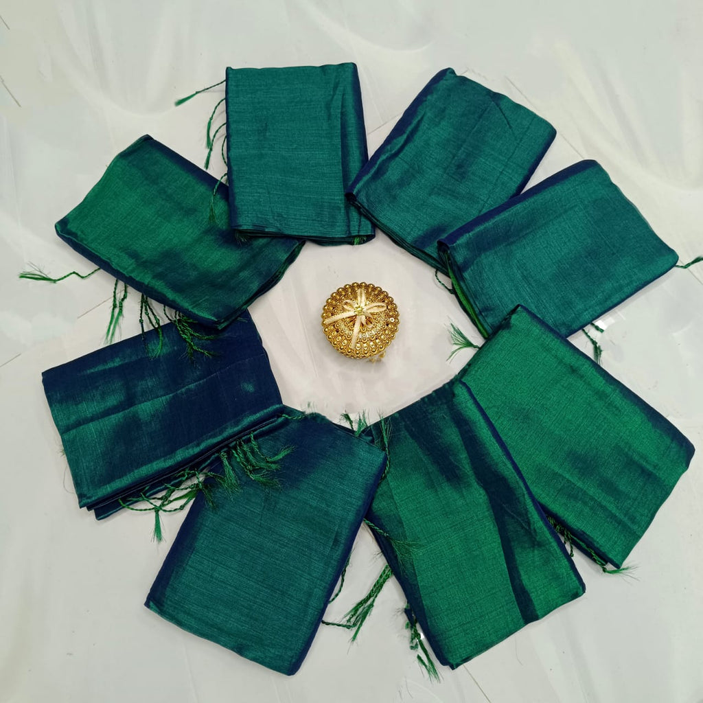 Elegant Plain Tissue Soft Silk Saree