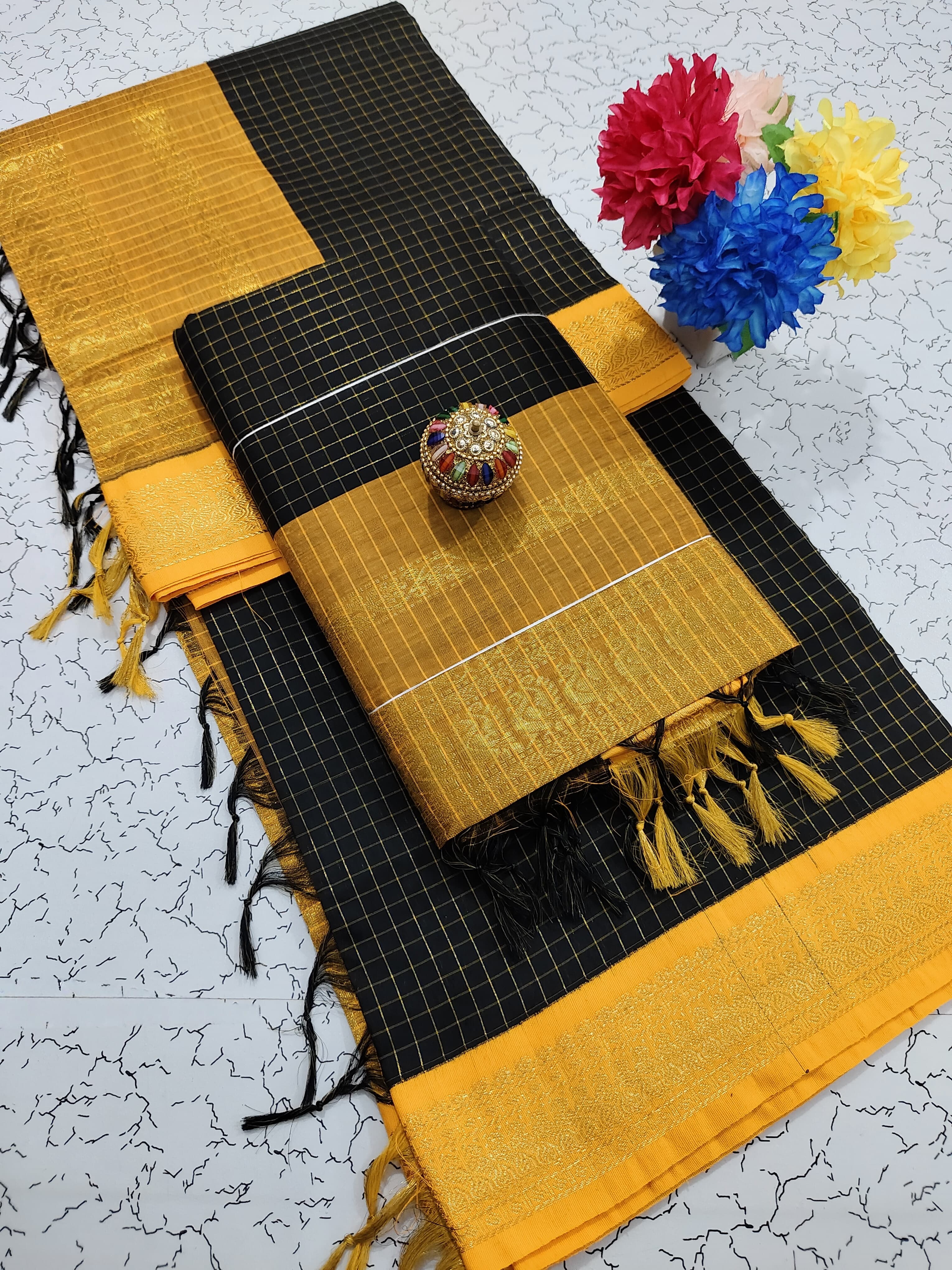 Premium Kalyani Cotton Checked Saree