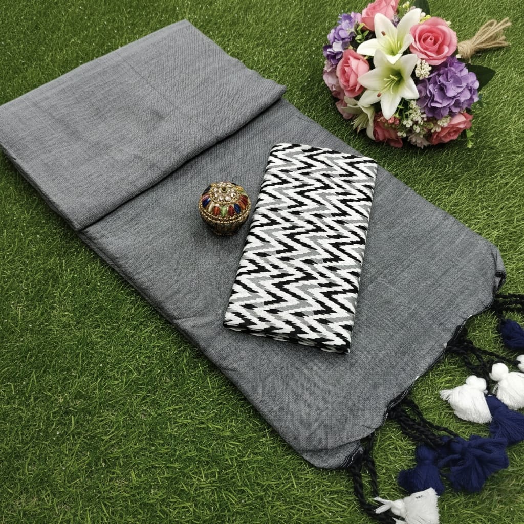 Pure Kadhi Cotton Saree with Kalamkari Blouse