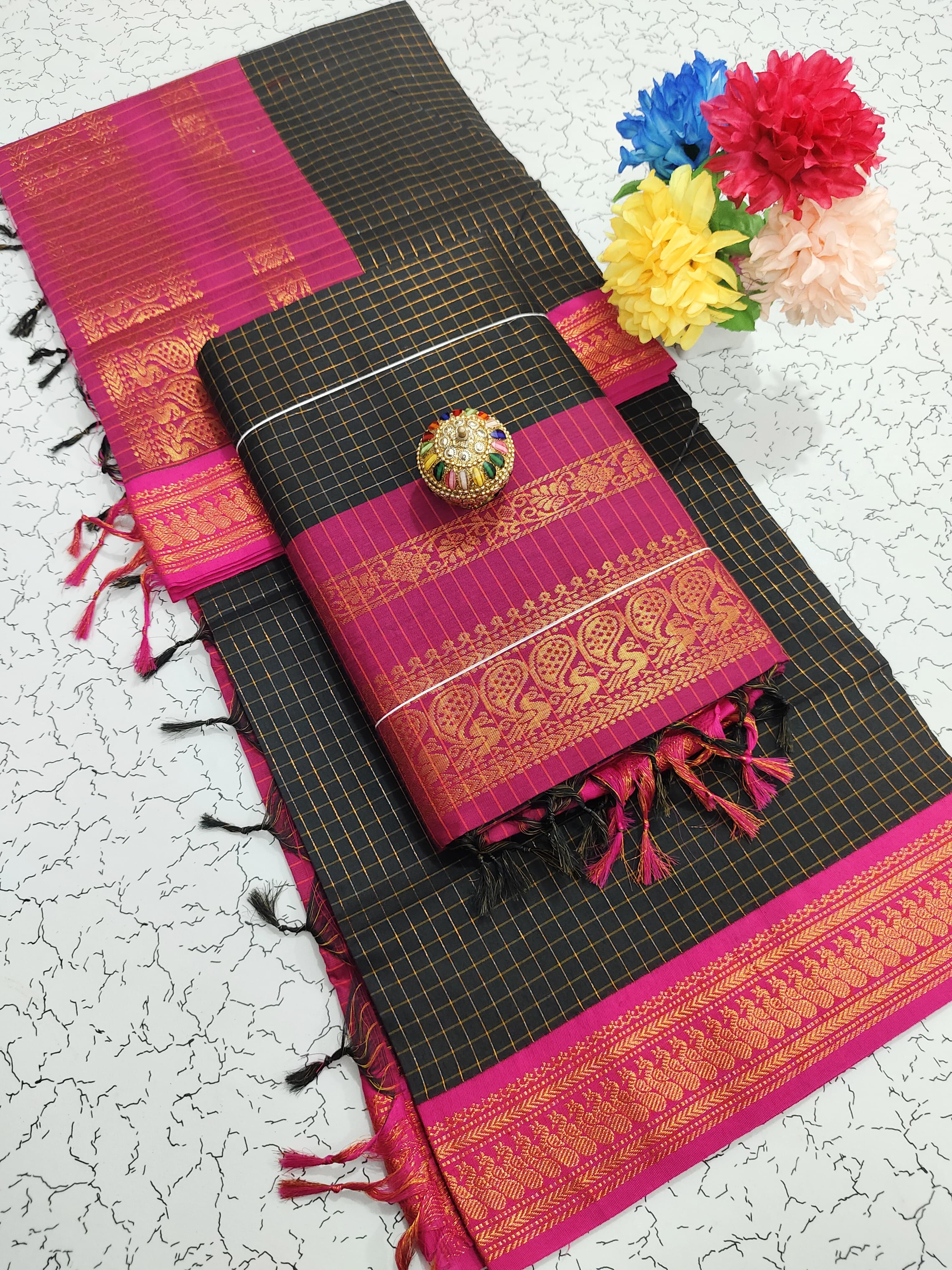 Premium Kalyani Cotton Checked Saree